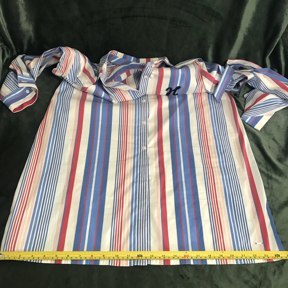 Button down Shirt Dress TOMMY HILFIGER Striped Belted Midi Dress XL Like new - Picture 8 of 16